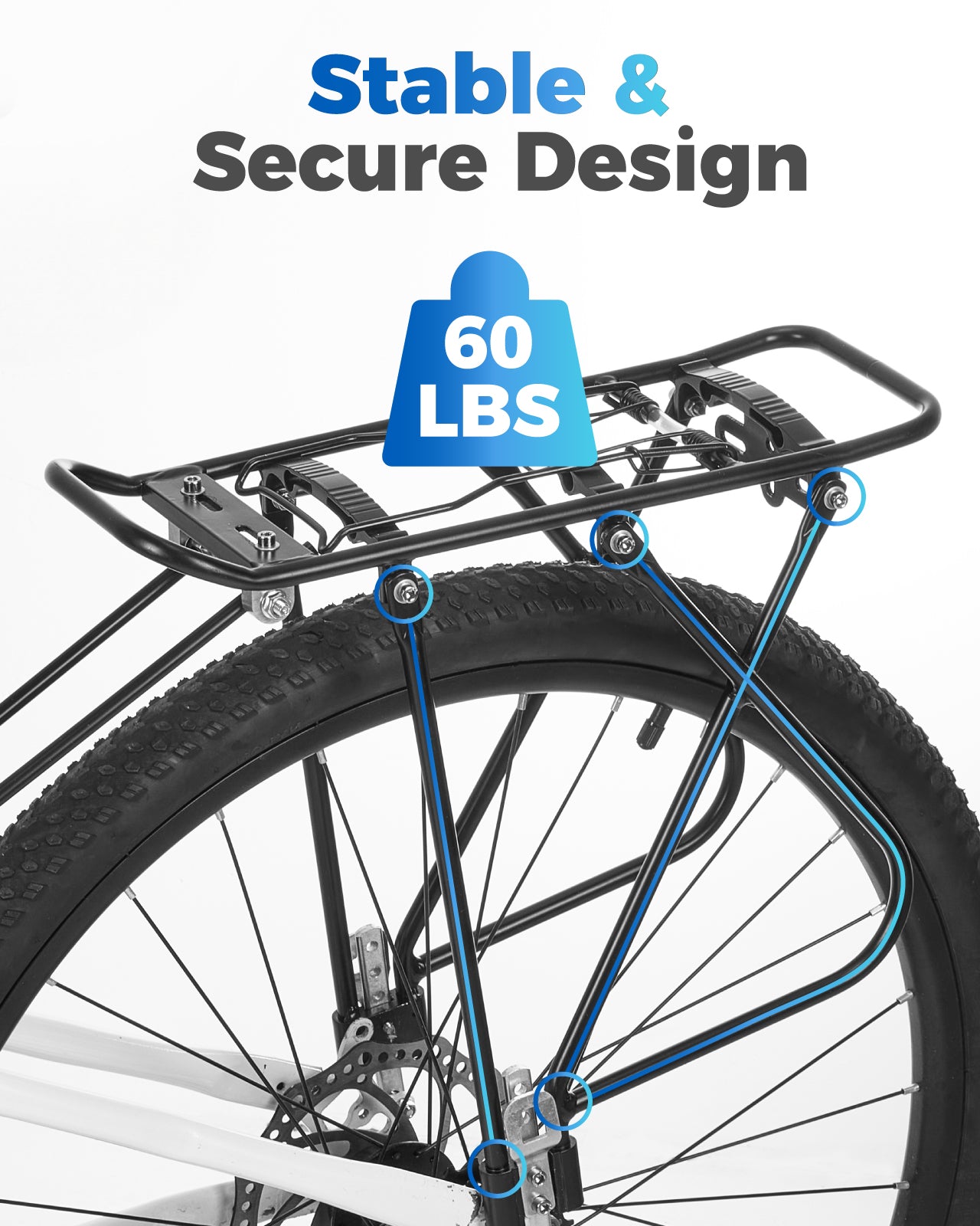 Fitense Rear Bike Rack with Basket- Bicycle Cargo Rack with Waterproof Cover, Liner and Cargo Net, Bike Storage Basket for 26" - 29" and 700c Bikes