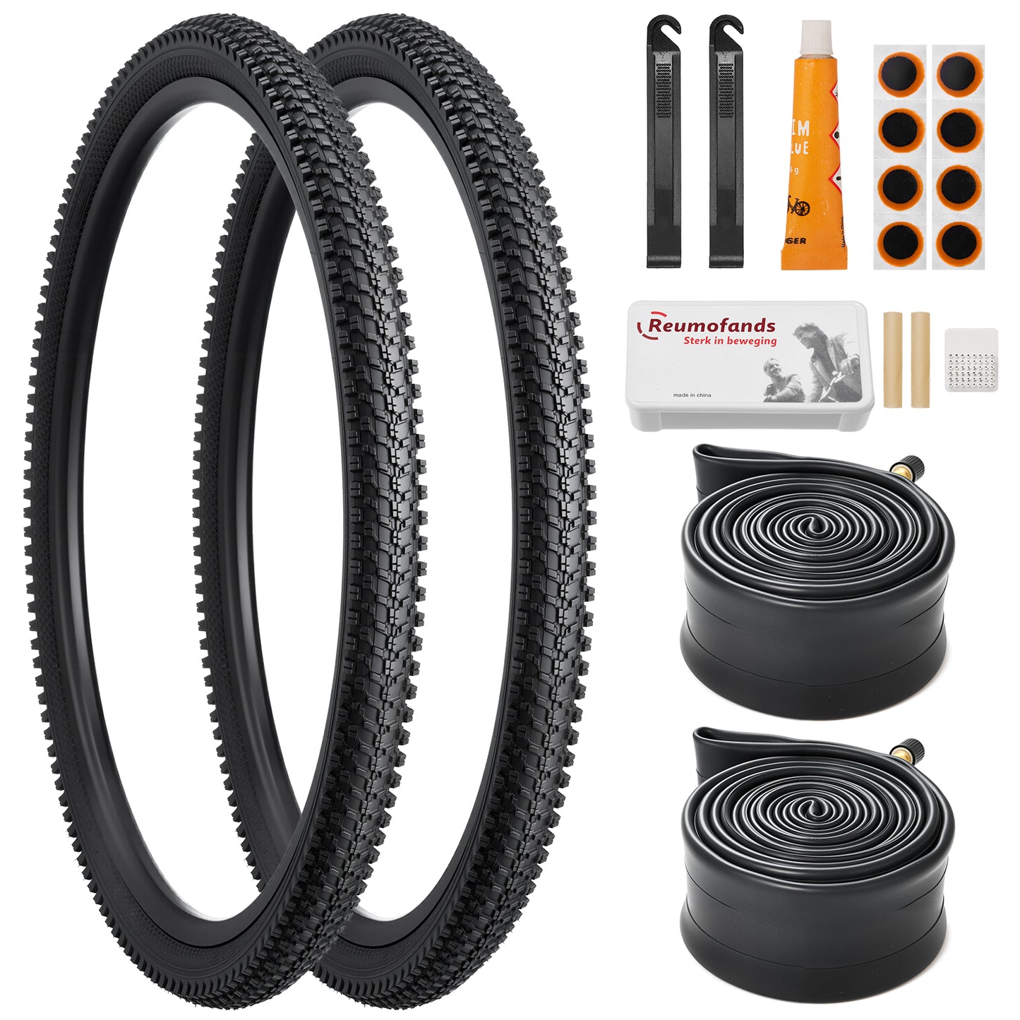 Fitense 2-Pack Mountain Bike Tire & Tube Set - 26x1.95 (54-559mm) Folding Tires with Schrader Valve Tubes - Replacement Parts for Road & Mountain Biking