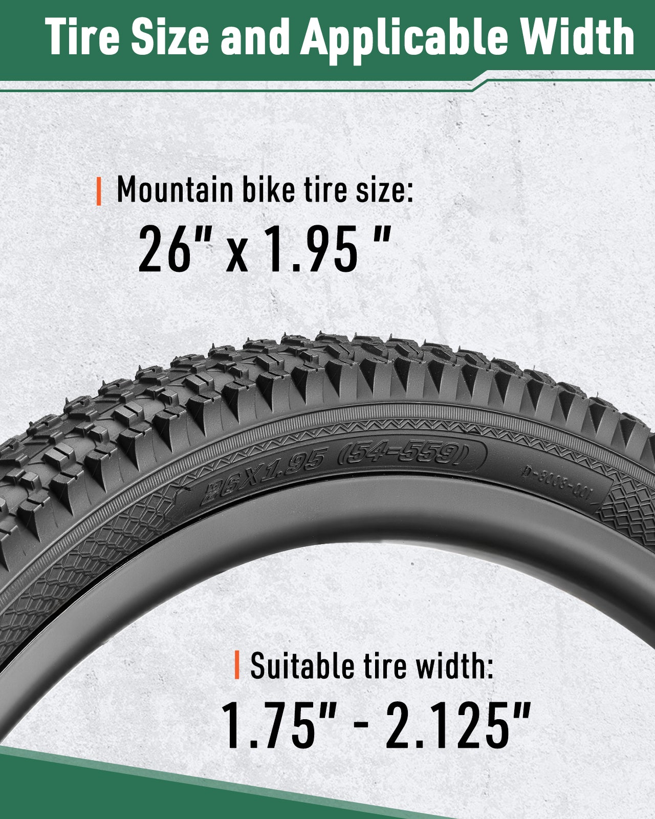 Fitense 2-Pack Mountain Bike Tire & Tube Set - 26x1.95 (54-559mm) Folding Tires with Schrader Valve Tubes - Replacement Parts for Road & Mountain Biking