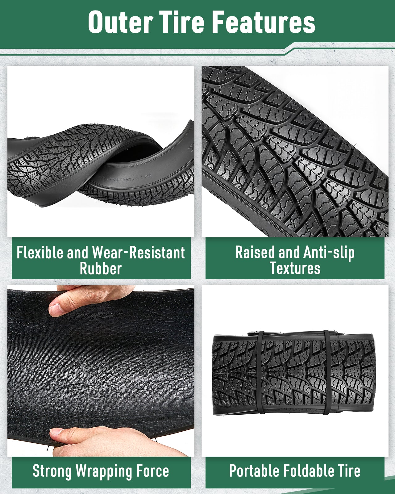 Fitense Fat Bike Tire, 20x4 inch Fat Tire and Tube Set, Folding Replacement Fat Electric Bike Tires with AV 33 MM Schrader Valve, with Street or Trail Riding