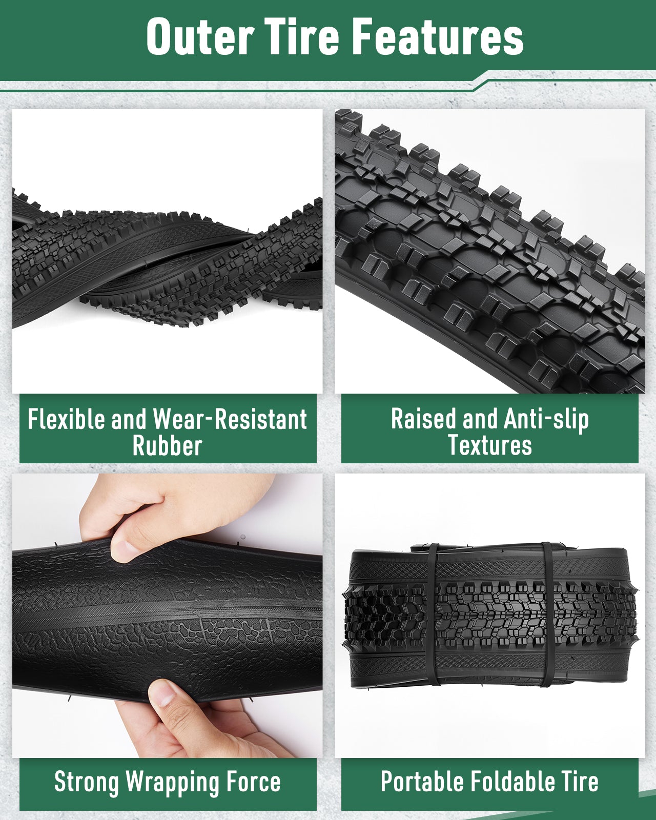 Fitense 2-Pack Mountain Bike Tire & Tube Set - 26x1.95 (54-559mm) Folding Tires with Schrader Valve Tubes - Replacement Parts for Road & Mountain Biking