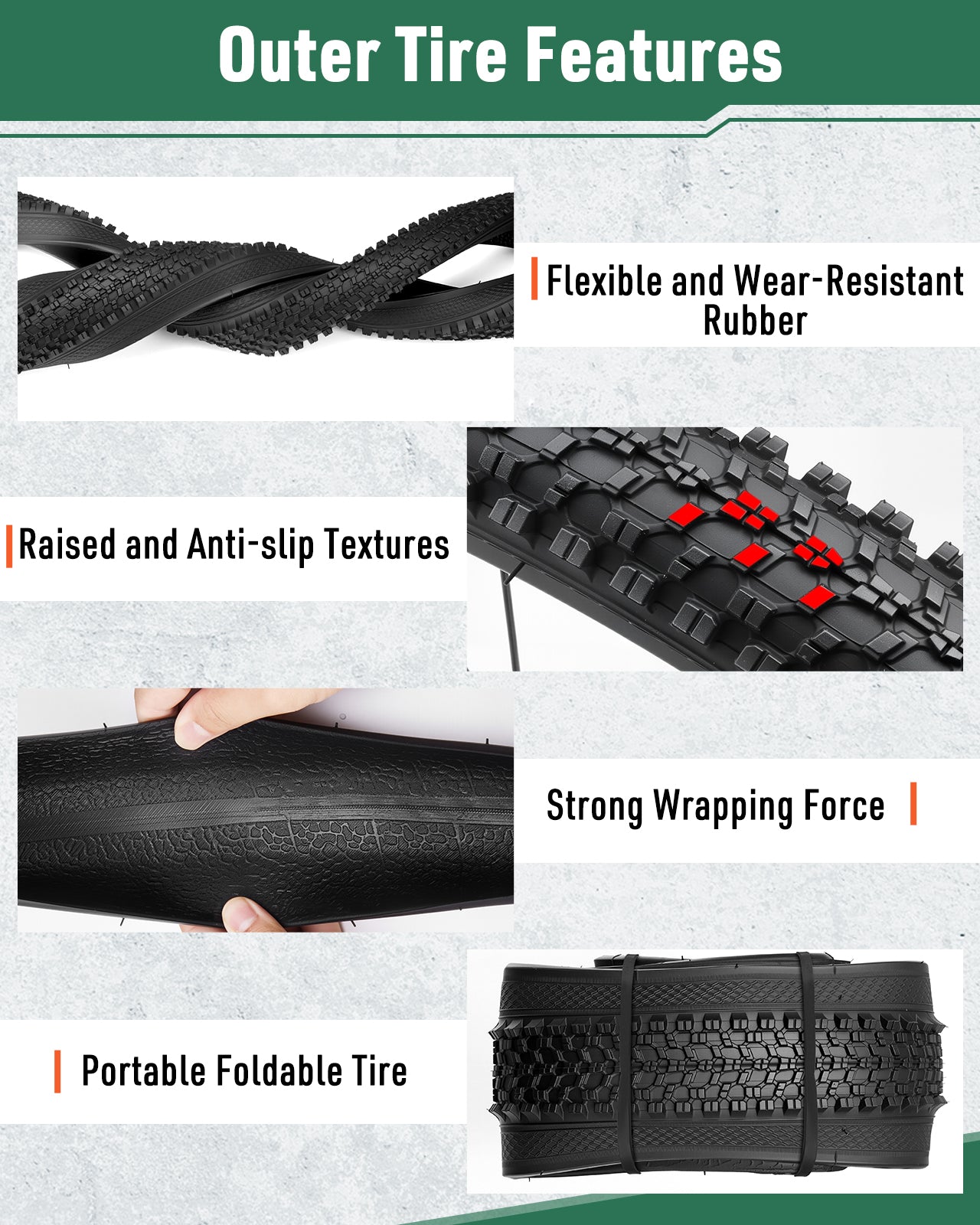 Fitense 2-Pack Mountain Bike Tire & Tube Set - 26x1.95 (54-559mm) Folding Tires with Schrader Valve Tubes - Replacement Parts for Road & Mountain Biking
