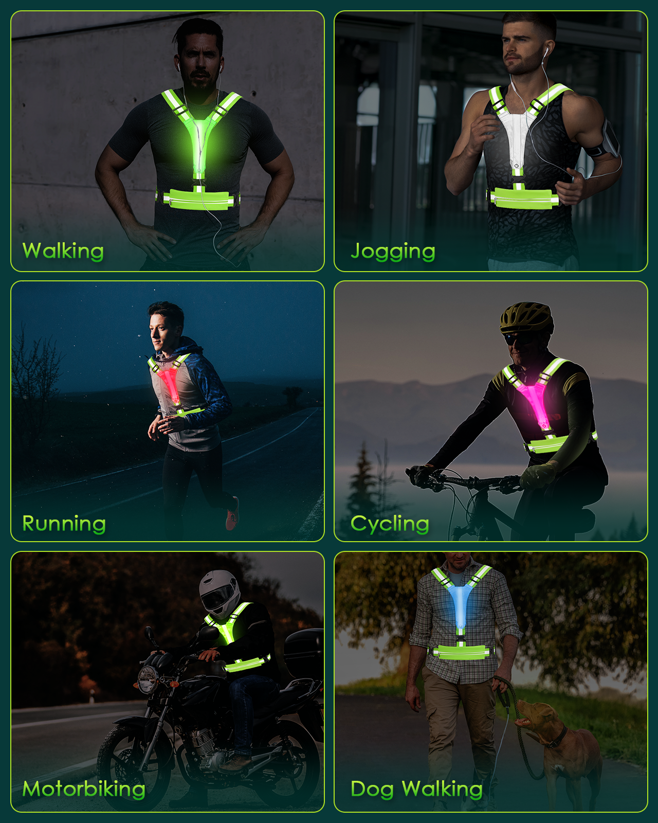 LED Reflective Running Vest with Phone Holder, 5 Colors Light Up Running Vest Rechargeable Running Lights for Runners High Visibility Reflective Running Gear, Adjustable for Men and Women