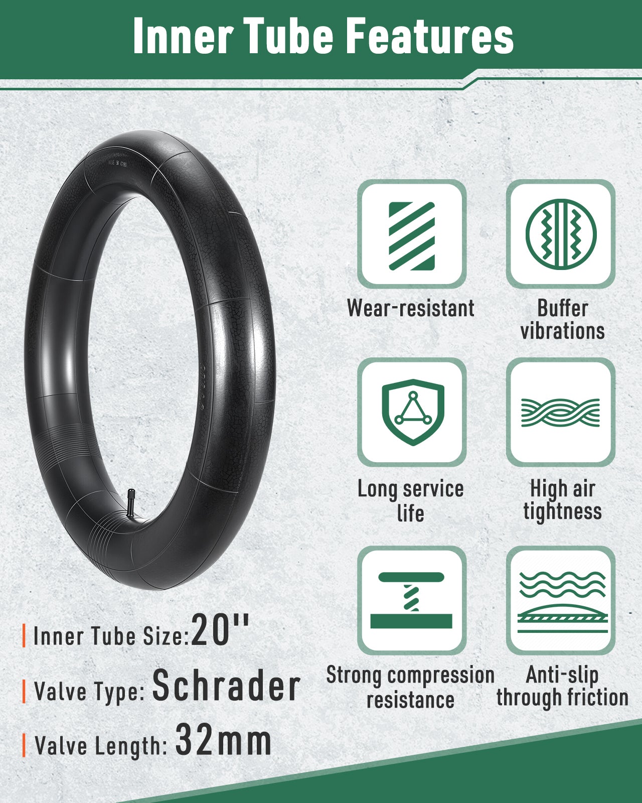 Fitense Fat Bike Tire, 20x4 inch Fat Tire and Tube Set, Folding Replacement Fat Electric Bike Tires with AV 33 MM Schrader Valve, with Street or Trail Riding
