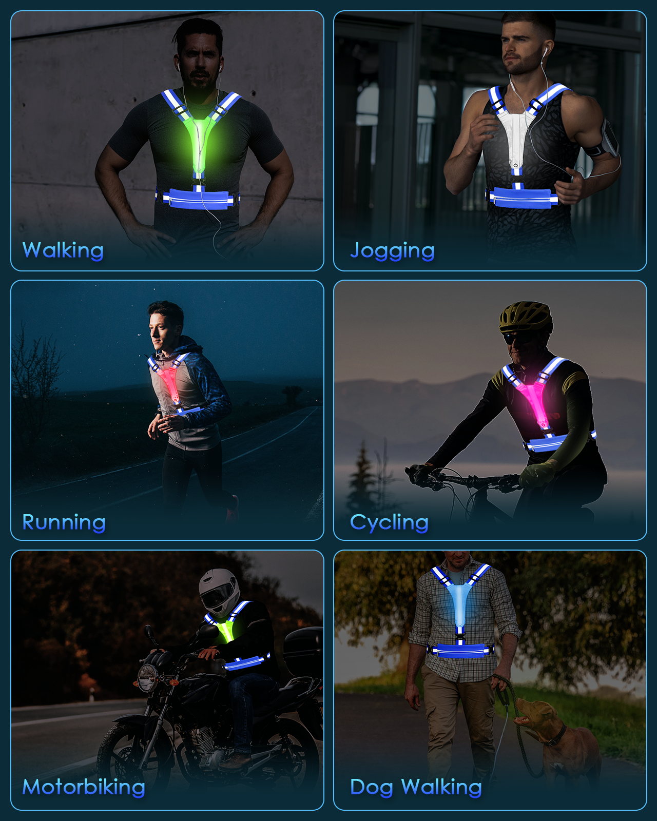 LED Reflective Running Vest with Phone Holder, 5 Colors Light Up Running Vest Rechargeable Running Lights for Runners High Visibility Reflective Running Gear, Adjustable for Men and Women