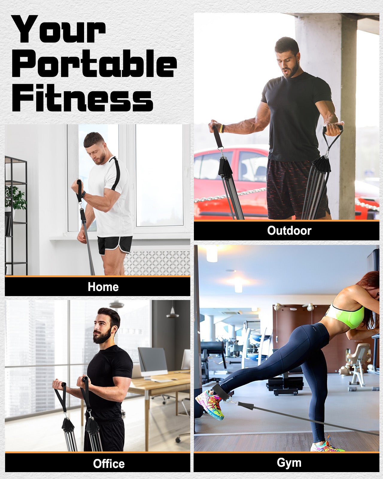 6Pcs Resistance Bands, Workout Bands 270lbs, Exercise Bands with Handles/Door Anchor/Ankle Straps/Bag/Poster for Men, Heavy Resistance Bands for Working Out at Home