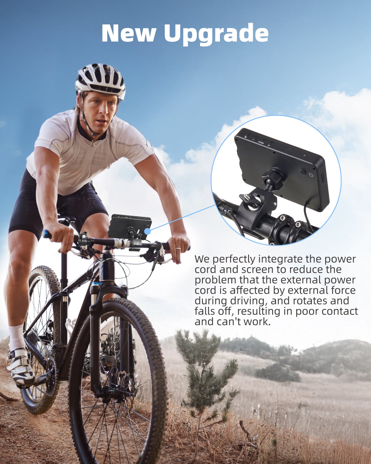 Fitense Bike Camera with 10000mAh Rechargeable Battery 360° Rotation 5'' HD 1080P Display - Color & B&W Night Vision 130° Precise Wide-Angle View Bike Rear View Camera for Bicycle, Mountain, Road Bike