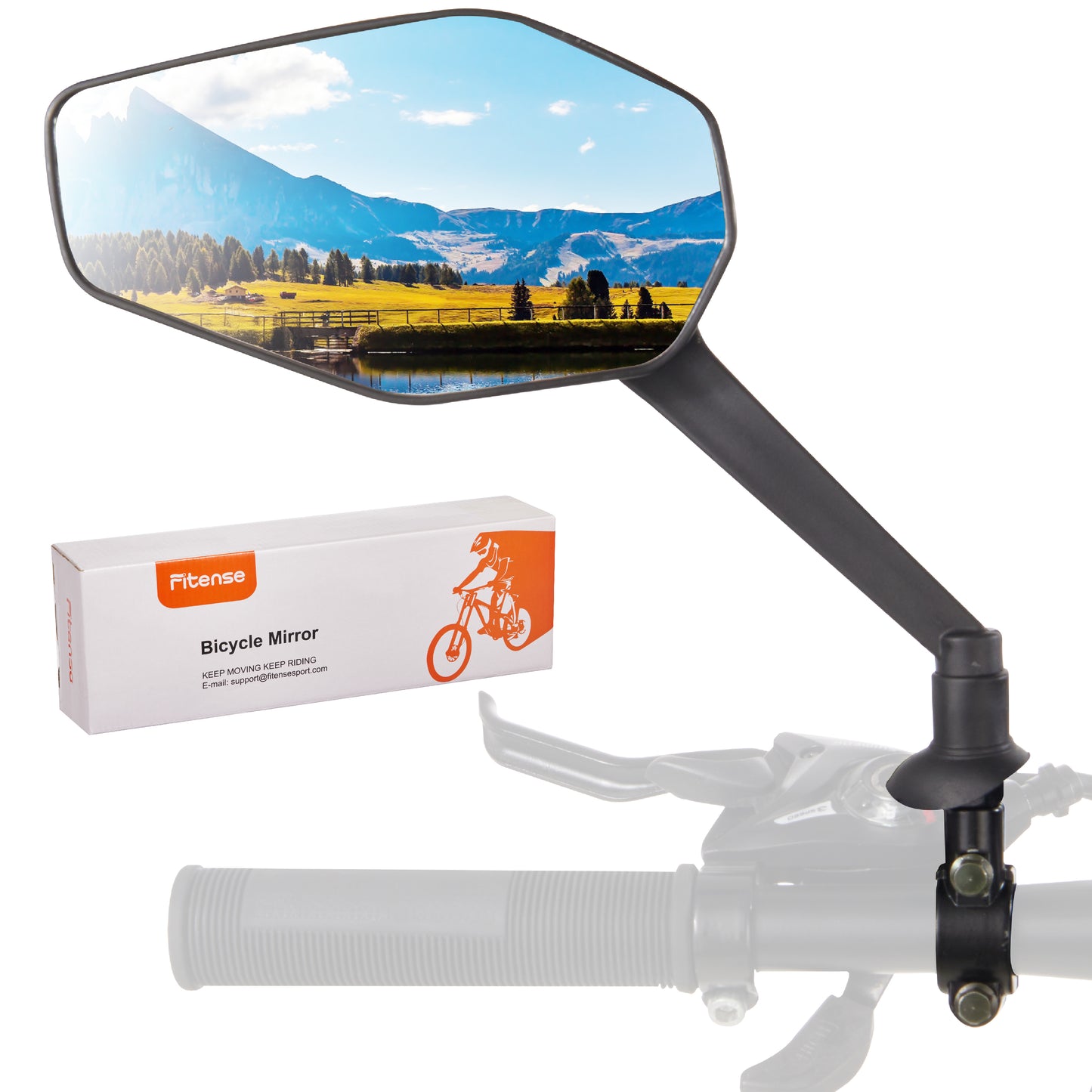 Bike Mirror, Bike Mirror Handlebar Mount, 360° Adjustable Safety Rear View Mirror, Scratch Resistant Glass Lens, Fit for Mountain Bike, Road Bike, E-bike, Scooter, Left Side