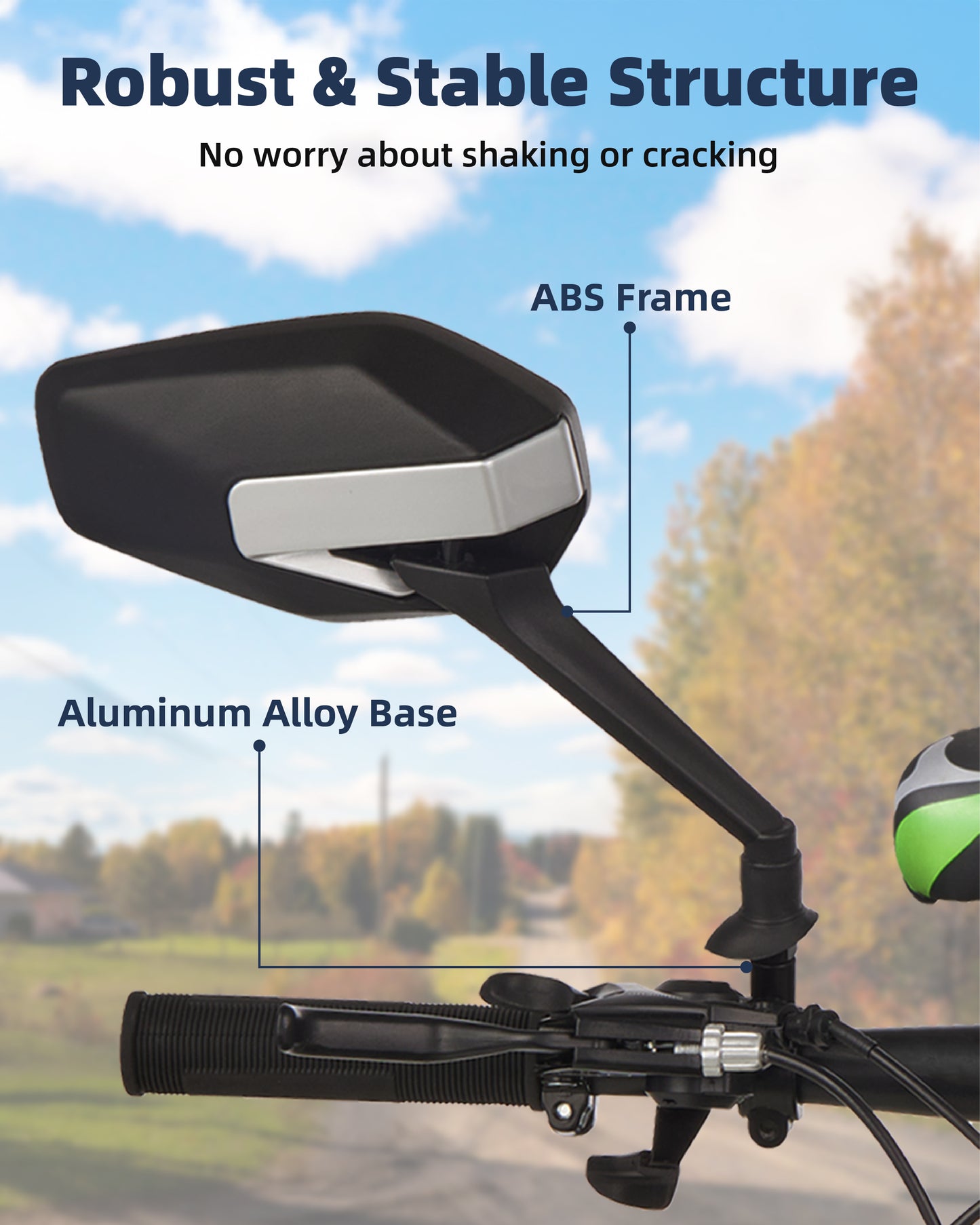 Bike Mirror, Bike Mirror Handlebar Mount, 360° Adjustable Safety Rear View Mirror, Scratch Resistant Glass Lens, Fit for Mountain Bike, Road Bike, E-bike, Scooter, Left Side