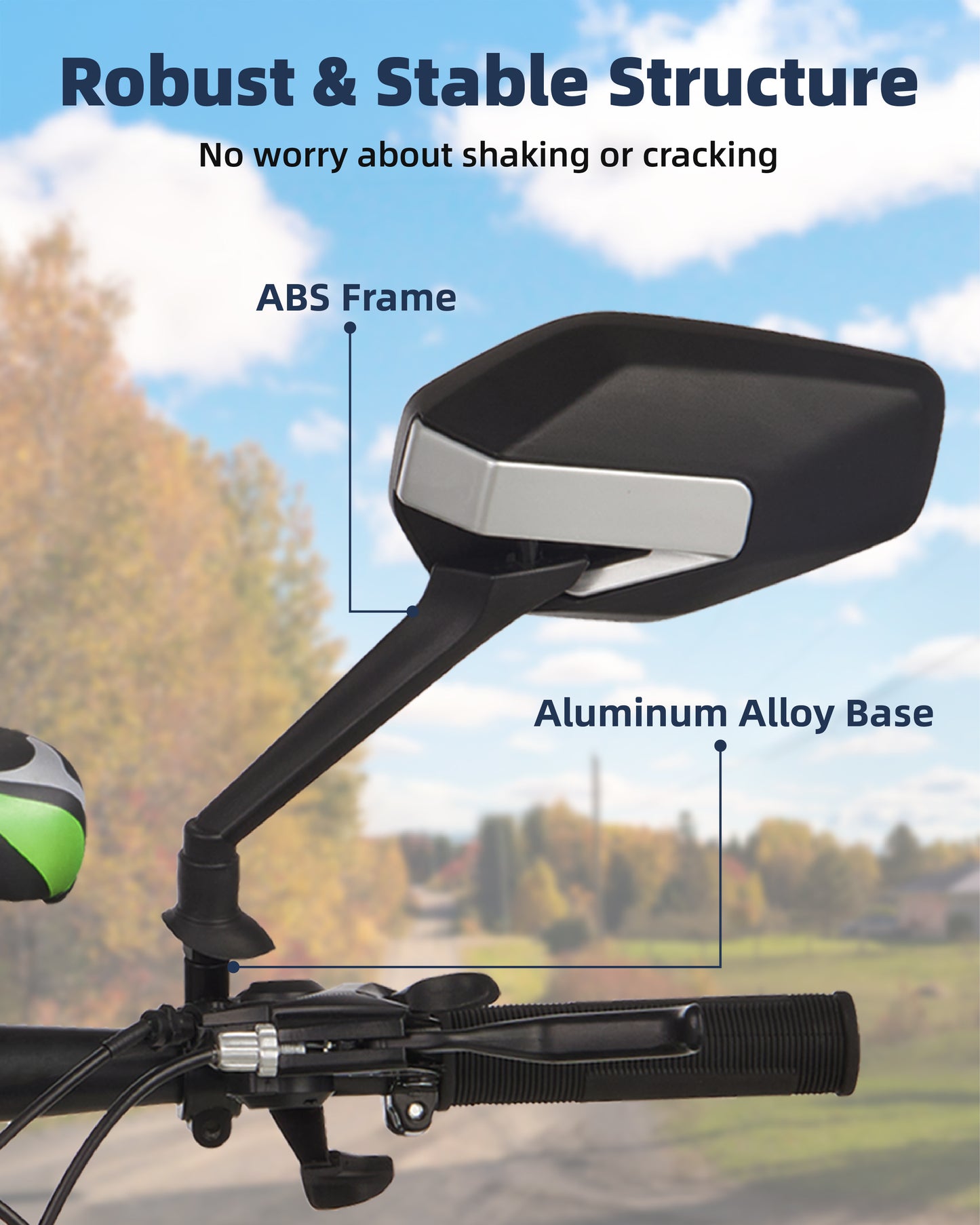 Bike Mirror, Bike Mirror Handlebar Mount, 360° Adjustable Safety Rear View Mirror, Scratch Resistant Glass Lens, Fit for Mountain Bike, Road Bike, E-bike, Scooter, Right Side