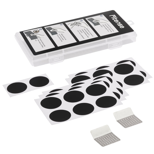 Fitense 34 PCS Bike Tire Repair Kit with 32 PCS Pre Glued Patchs Tube Patchs, 2 PCS Metal Rasp, Bicycle Inner Flat Tube Patch Kit for Mountain MTB BMX Road Cycling