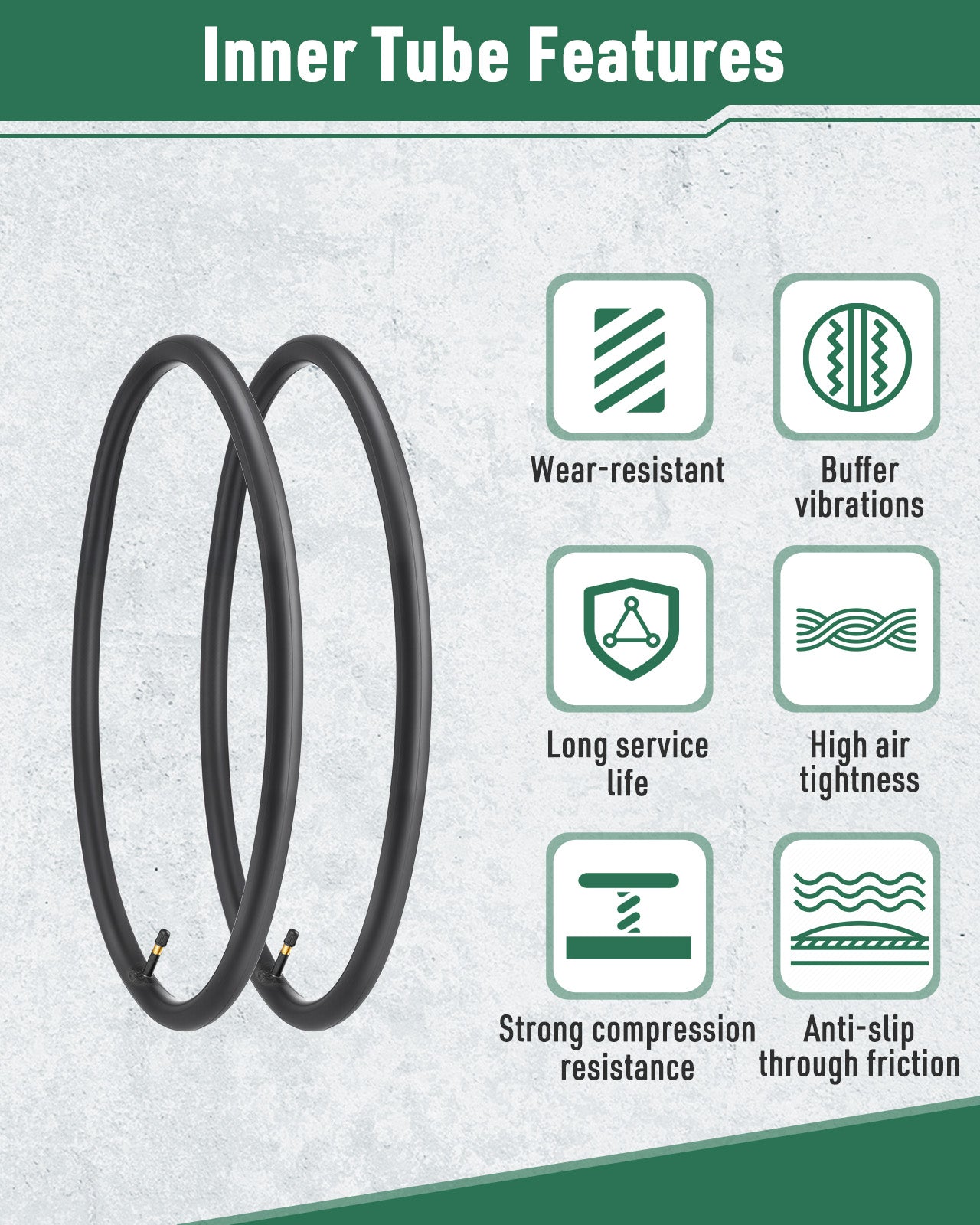 Fitense 2 Pack Bike Inner Tube 26×1.75/1.95/2.10/2.125 Inch 32mm Schrader Valve Bike Tubes, Bike Tire Tube with 2 Pcs Bike Tire lever & 8 Pcs Bike Tire Pre Glued Patchs, Compatible for MTB, City Bikes