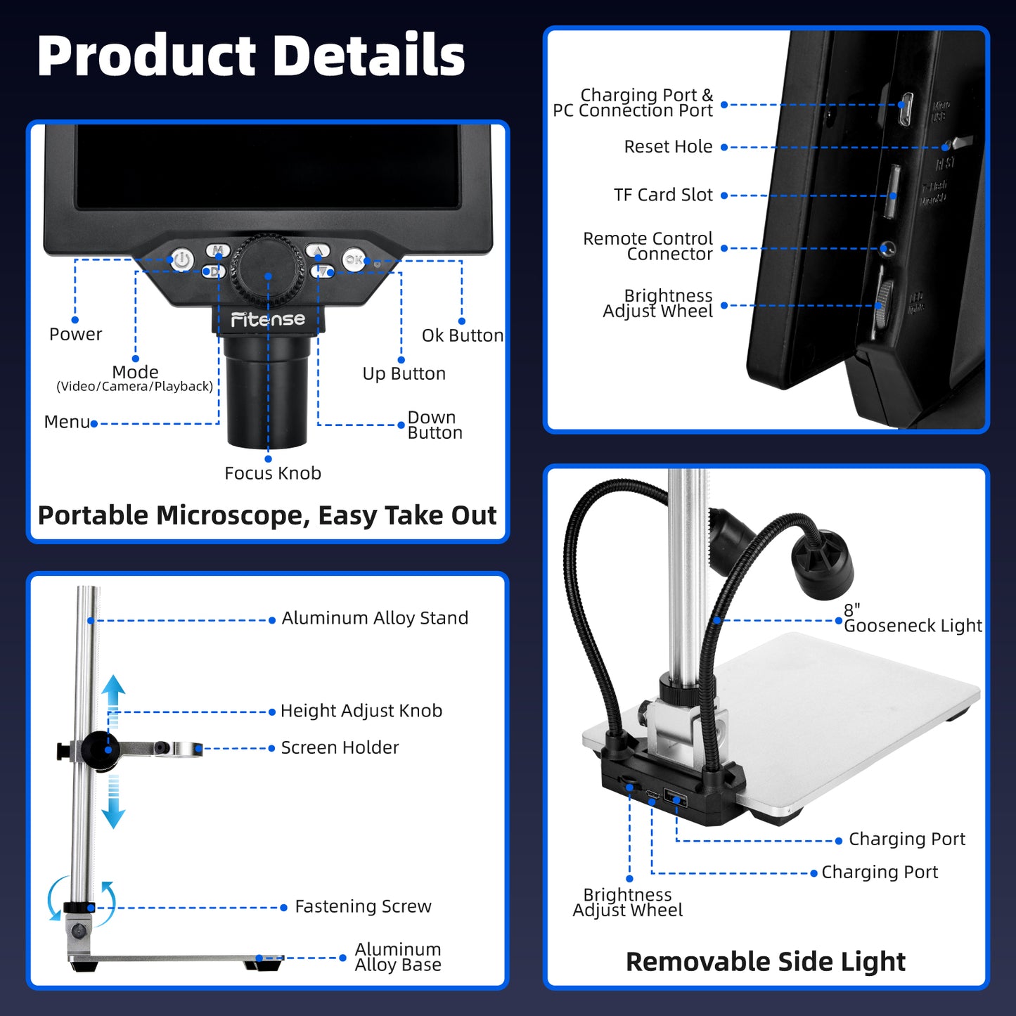 7" LCD Digital Microscope, 1200X, 1080P, 16MP Coin Microscope Magnifier for Entire Coin View, Soldering Microscope for Adult with 10 Adjustable LED Lights for Electronics Repair, 32GB