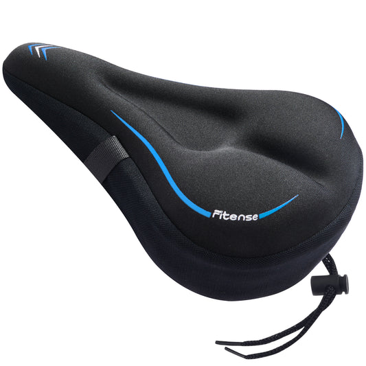 Fitense Bike Seat Cushion, Comfort Bike Seat Cover for Men Women, Exercise Bicycle Seat Cushion Padded Cover Compatible with Peloton, Mountain Stationary Bikes, Outdoor & Indoor, Blue
