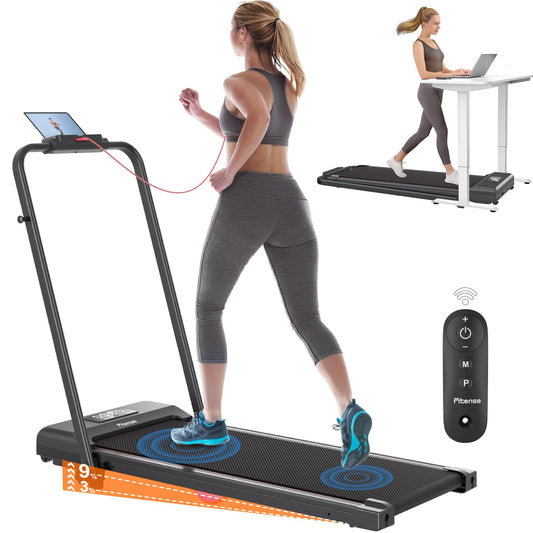 Incline Treadmills for Home Foldable, 2.5 HP Walking Pad Under Desk Treadmill with Incline 3%/9% Adjustable, Remote Control, LED Display, 1-12 km/h Speed Lightweight Treadmill for Home/Office