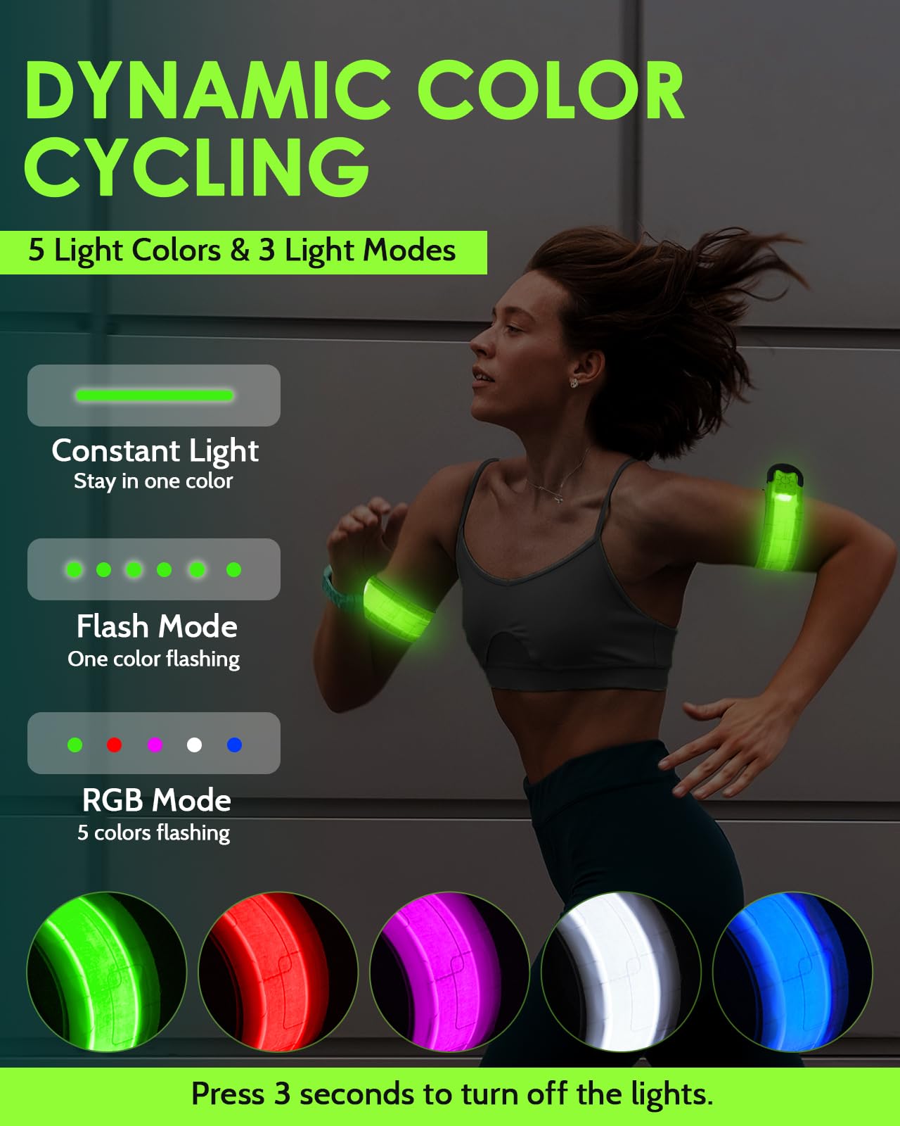 Rechargeable LED Armband 2-Pack, High Visibility Reflective Running Gear for Night Safety, 5 Colors & 2 Modes Light Up Armbands for Night Walking, Cycling, Running Gift for Women Men, White